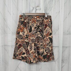 Vintage Bette & Court Brown Green Floral Boho Shorts Size 8